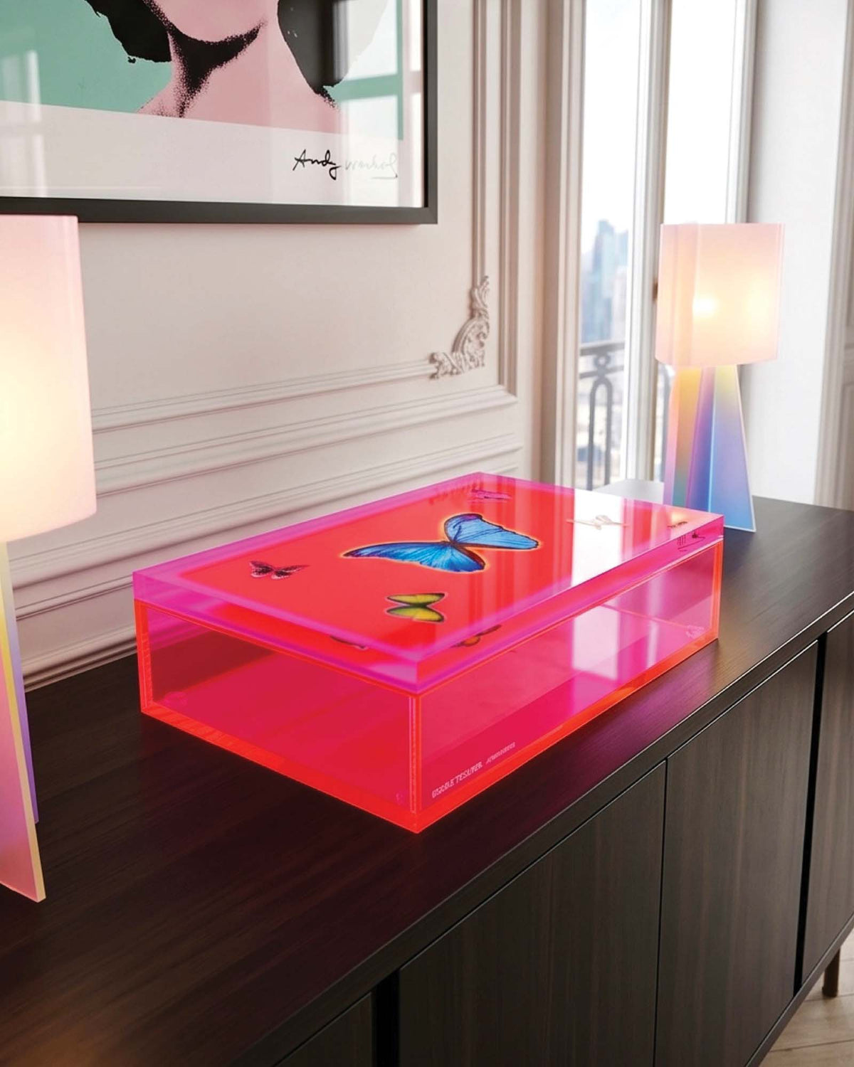 The Prima — Neon Orange + Pink Butterfly Keepsake Box