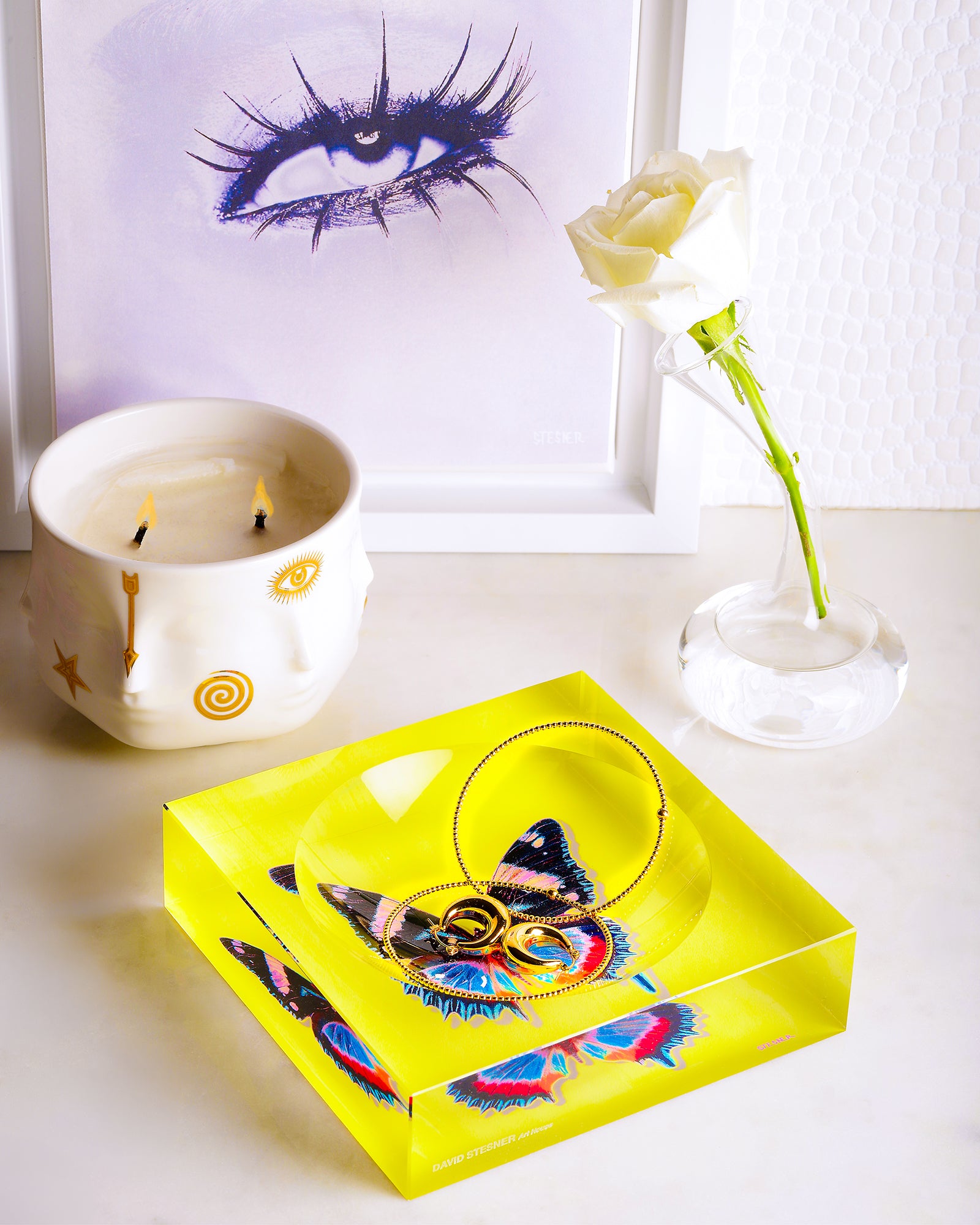 Yellow Brilliance by David Stesner ArtHouse — yellow multicolor acrylic dishes, alternate view