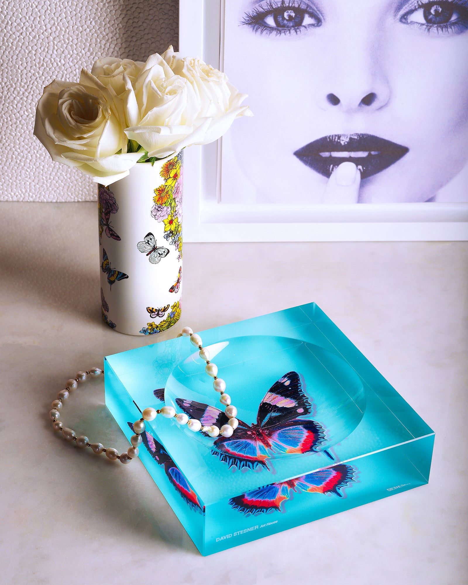 Aqua Flight by David Stesner ArtHouse — turquoise acrylic dishes, alternate view