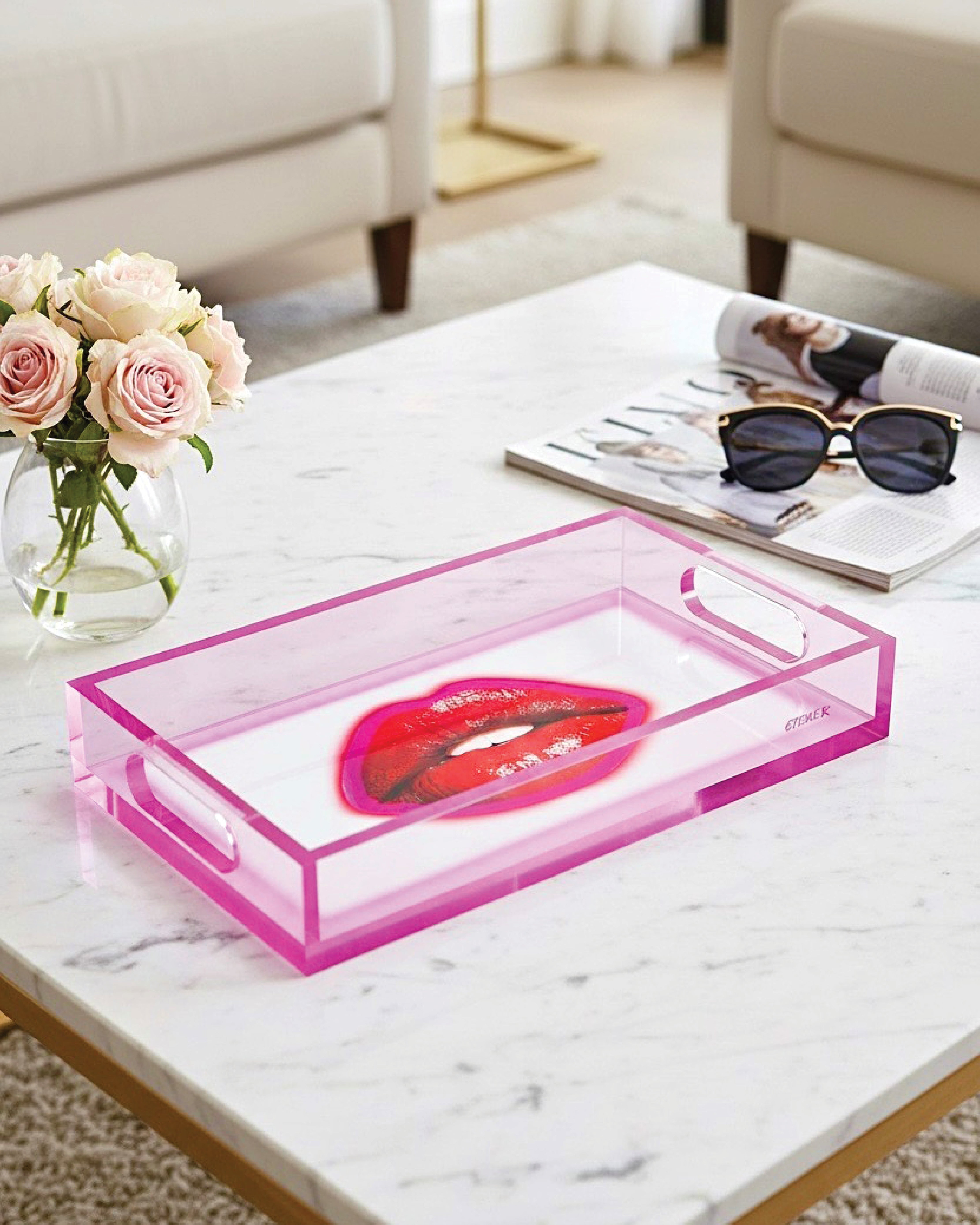 Daydream Kiss by David Stesner ArtHouse — multicolor white rectangle acrylic trays, alternate view